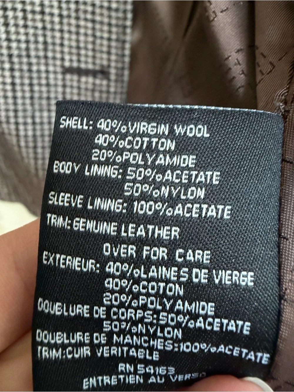 Cole Haan Houndstooth Peacoat Jacket - Brown & Cream